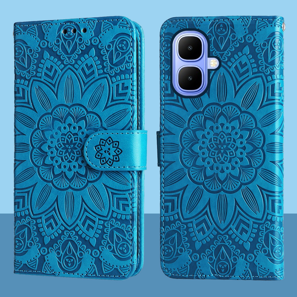 Ví da từ tính Flip Case cho Infinix Smart 10 X6725 Vỏ điện thoại hoa hướng dương dập nổi