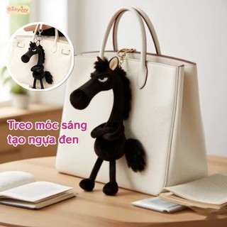 【BabyJoy】Treo móc sáng tạo ngựa đen,linh vật năm 2026,dùng làm móc khóa, mặt dây chuyền túi hoặc quà tặng độc đáo