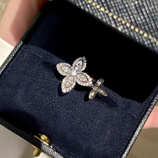 Châu Âu Mỹ ins Phong Cách Mới Zircon Hoa Mở Nhẫn Nữ