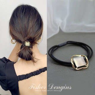 Dây buộc tóc kim loại đầu opal phong cách Hàn Quốc, sang trọng cho búi tóc đuôi ngựa