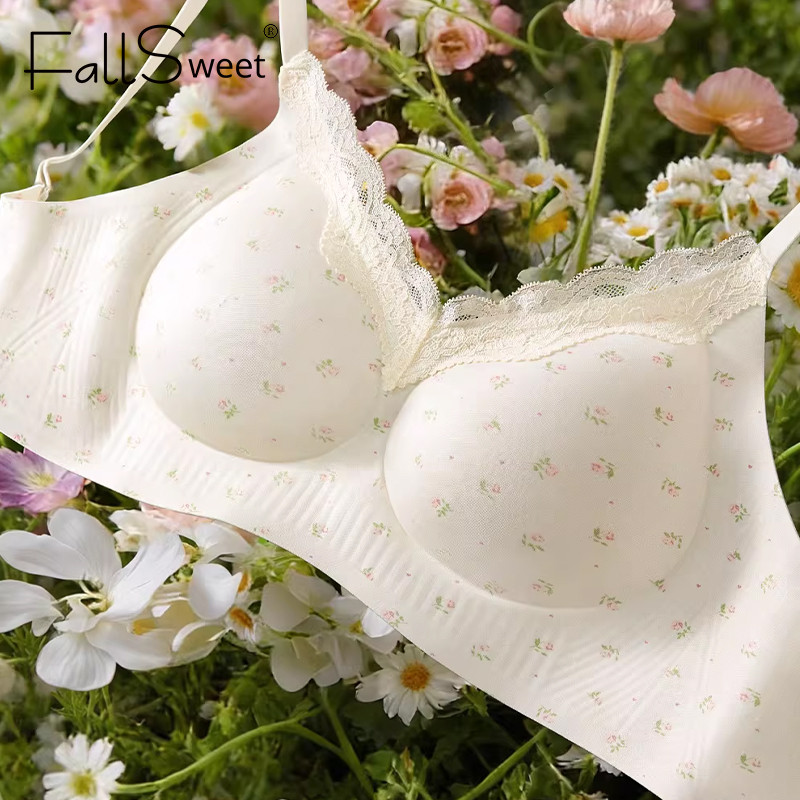 FallSweet Áo Lót Ren Cổ Chữ V Push Up Bralette Cho Nữ - Dây Thoải Mái & Hỗ Trợ Tốt, Thích Hợp Mùa Hè