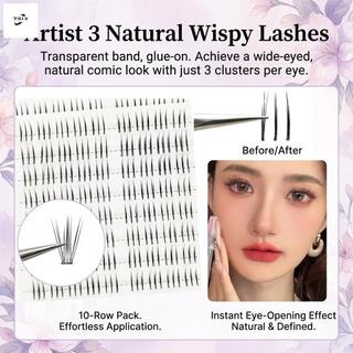 Lông mi giả tự nhiên Trong suốt Thân mỏng Nhẹ C Curl 9-13mm Chiều dài hỗn hợp dành cho nghệ sĩ trang điểm Mặc hàng ngày