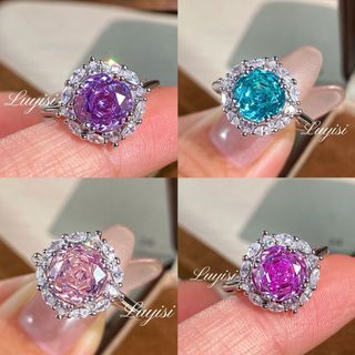 Nhẫn nữ hình bát giác phong cách châu âu mỹ mới nhất với kim cương hồng cắt hoa hồng