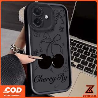Ốp Lưng Cho OPPO Ren 15F Reno 14F Reno14 Pro Reno13 F Reno12F Reno11F Reno8T Reno8Z Reno7Z Reno8 Reno7 Reno5 Reno4 Ốp Điện Thoại TPU Chống Sốc Anh Đào Màu Đen Đơn Giản Và Phong Cách