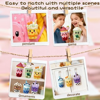【BabyJoy】Set DIY trà sữa siêu xinh,Bộ dụng cụ tự làm thêu,làm móc khóa treo túi,Kèm Len, Kim An Toàn & Phụ Kiện
