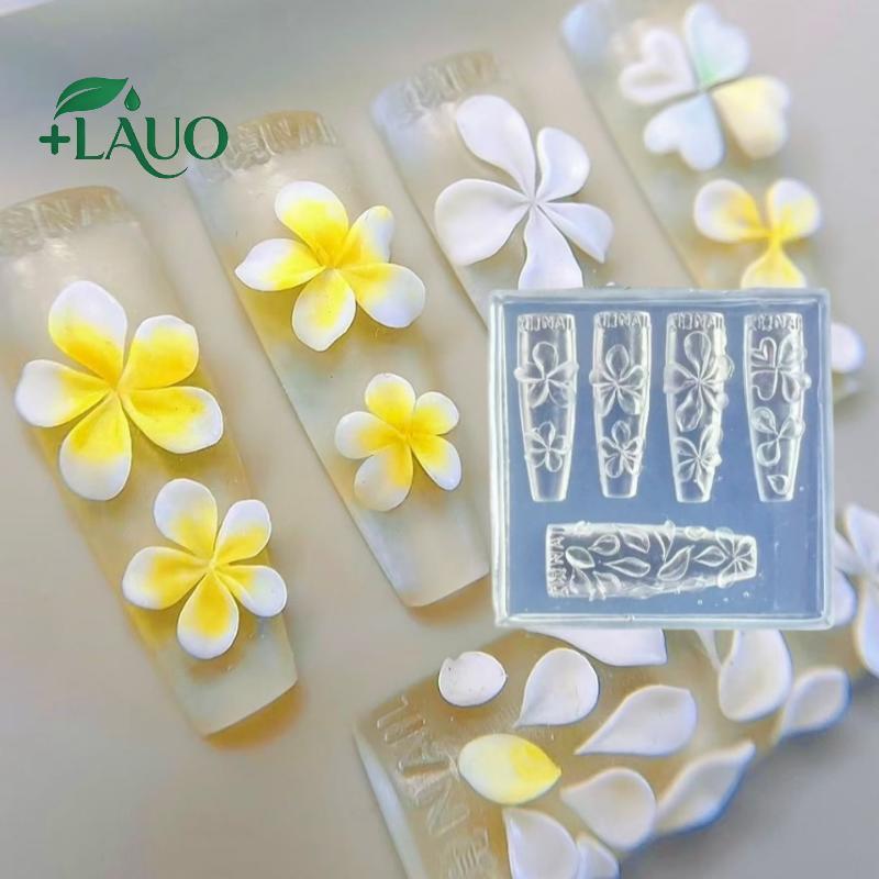 Springevenstar 3D Silicone Hoa Móng Tay Nghệ Thuật Khắc Khuôn Acrylic Hibiscus Hoa Năm Cánh Hoa DIY Móng Tay Nghệ Thuật Trang Trí Bản Mẫu Trong Suốt Springevenstar