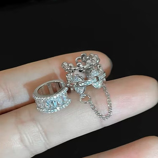Kẹp tai tua rua zirconia dây xích bạc không xuyên xương, phù hợp phong cách đơn giản ngọt ngào cho người phụ nữ