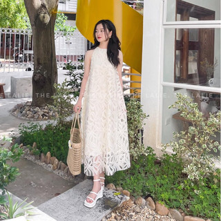 Váy babydoll , váy thiết kế , váy maxi đi biển chất liệu vải ren 2 lớp lót tơ cao cấp mềm mại nhẹ mát mặc đi vui chơi