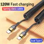 Cáp sạc nhanh USB / Type C sang Type C 120W Dây sạc ô tô bằng kính thiên văn lò xo cuộn Dây kéo dài đến 1,8M Cáp dữ liệu cho ios15-17 / Android
