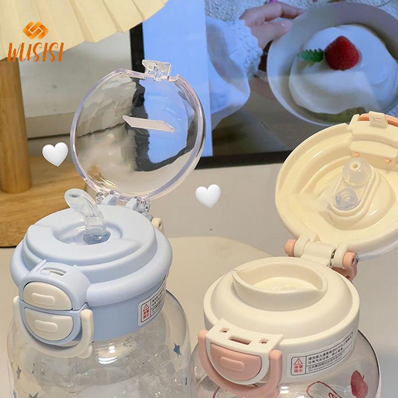 [WUSISI] Bình Nước Dễ Thương Có Ống Hút Nhựa Di Động Bật Lên Nắp Cốc Nước Cho Trẻ Em Kawaii Chai Nước Chống Rò Rỉ Bình Uống Dễ Thương MỚI