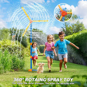 Shopeestore| Tưới nước tưới vườn 55 360° Máy phun nước cối xay gió quay cho trẻ em – Đồ chơi bắn tung tóe mùa hè ngoài trời với 3 lưỡi tưới vườn sân sau cho bé trai