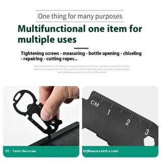 Tiện ích ngoài trời FANGHUI, Thẻ dụng cụ EDC đa chức năng màu đen, Cờ lê bằng thép không gỉ màu bạc di động EDC