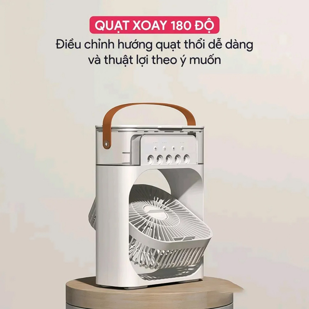 Quạt Điều Hòa Hơi Nước Mini - Quạt Phun Sương Mini Làm Mát Để Bàn 3 chế độ tích hợp đèn led 7 Màu