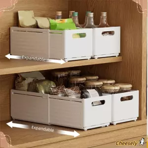 Lưu trữ tủ có thể điều chỉnh CHEESELY, Bộ sắp xếp ngăn kéo có thể thu vào có thể xếp chồng lên nhau có thể điều chỉnh, Thiết kế có thể thu vào Chiều dài Hộp lưu trữ phân loại có thể điều chỉnh Tủ bếp
