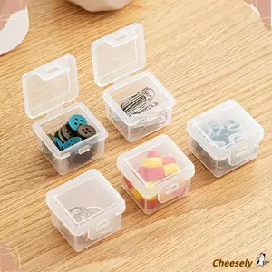 Hộp lưu trữ nhỏ CHEESELY, có nắp Hộp vuông trong suốt, Đồ dùng lưu trữ gia đình bằng nhựa đa chức năng Hạt thủ công