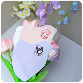 Mặt nạ chống nắng Kuromi Melody cho trẻ em với chất liệu Ice Silk mỏng nhẹ, dễ giặt sạch, bảo vệ khỏi tia UV, phù hợp từ 2 đến 9 tuổi.