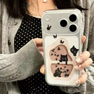 Ốp lưng Mèo Đen Vui Vẻ cho iPhone 17 Air 16 14 13 11 Pro Case Không Gian