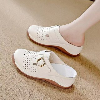 Dép đế nêm Baotou Dép nữ Slip-On rỗng thoáng khí