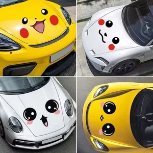 Smiley Pikachu Đầu Miếng Dán Vòng Hoa Hoạt Hình Độc Đáo Xe Miếng Dán Dễ Thương Trầy Xước Trang Trí Xe Hơi Miếng Dán 26.3.26