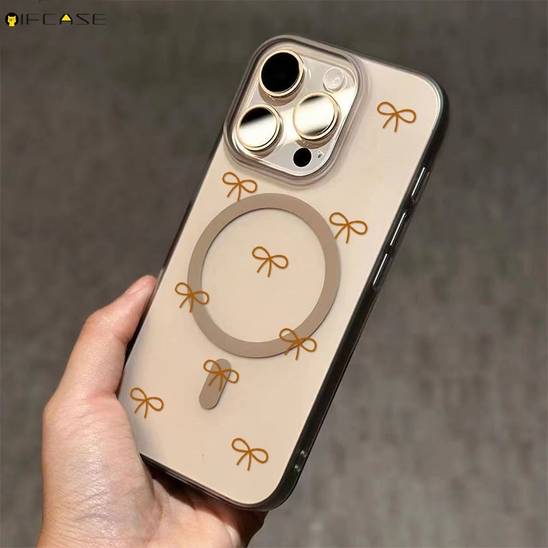 Dành Cho Samsung Galaxy A17 A16 A07 A06 A05 A05s A57 A56 A36 A26 A54 A37 A34 A55 A35 A25 A15 A14 M15 F15 Ốp Điện Thoại Từ Tính Thanh Lịch Đen Trắng Nơ Nơ Dễ Thương Vỏ Cứng