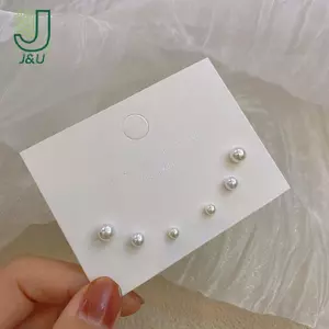 Bộ 3 Cặp Bông Tai Sụn Ngọc Trai Tròn với Ốc Xoắn và Khuyên - Quà Tặng Đáng Yêu