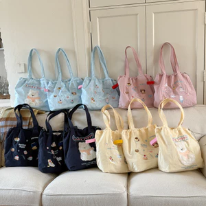 Nhật Bản Hoạt Hình Dễ Thương Thêu Dây Rút Túi Tote Phù Hợp Với Thời Trang Hợp Thời Trang Đi Lại Túi Nữ Túi Đeo Vai Dung Tích Lớn