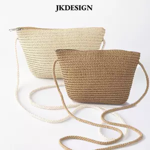 JKDESIGN Túi đi biển trẻ em, Túi cói dung tích lớn bằng ống hút, Tay cầm mềm mại hợp thời trang Túi xách ống hút đơn giản dành cho nữ Cô gái