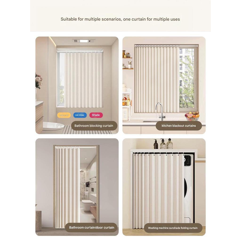 Rèm tắm gấp chống thấm nước có thanh căng & đóng từ tính – Vỏ tắm Accordion không khoan, tùy chỉnh để bảo vệ quyền riêng tư trong phòng tắm, màu trơn