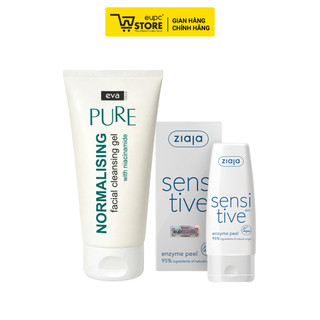 Combo Gel Rửa Mặt Eva Nature 150ml Cho Mọi Loại Da Và Enzyme Dịu Nhẹ Tẩy Tế Bào Chết Ziaja Sensitive 60ml