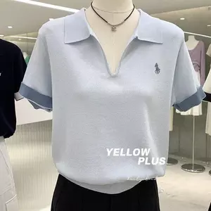 Top dệt kim sọc lụa màu sắc đối lập, thiết kế rộng rãi thời thượng - Thời gian seckill đặc biệt