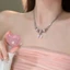 Vòng Cổ Nữ Thời Trang Với Nơ Hồng và Hạt Ren, Chuỗi Xương Đòn Mát Mẻ