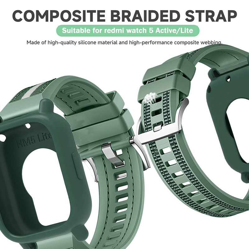 Dây đeo silicon + vỏ cho Redmi Watch 5 Active / 5Lite vỏ bảo vệ vòng đeo tay dây đeo đồng hồ