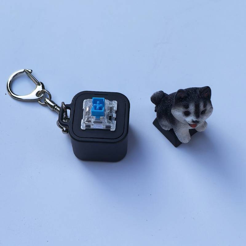 < WHPHous-t > Móc khóa bàn phím Fidget, Đồ chơi mèo Fidget có thể làm cho mèo Móc khóa âm thanh, Giảm căng thẳng có thể sạc lại bằng đèn đẹp