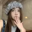 Mũ nồi đính sequin lấp lánh PYCOU, Mũ nồi sequin lấp lánh phong cách cổ điển mỏng, Hình bát giác sang trọng hợp thời trang Mũ nồi thời trang đám mây đầu lớn Mặc thường ngày