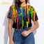 Áo thun graffiti splash ink 3D màu vui nhộn cho nam nữ, phù hợp mặc mùa hè