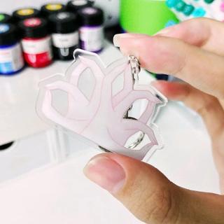 Móc khóa 5 cánh hoa may mắn acrylic in 2 mặt 5cm