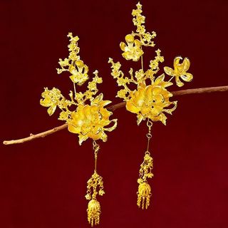Kẹp Tóc Mô Phỏng Hoa Hồng Đỏ Cho Cô Dâu Style Hanfu