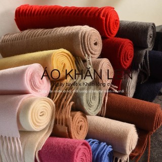 Khăn len màu trơn cao cấp cho nữ, phù hợp mùa thu đông, tua rua đỏ, kích thước 180x32cm - hàng sẵn có
