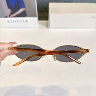 Kính râm hình bầu dục khung nhỏ, thời trang quốc tế, chống tia cực tím