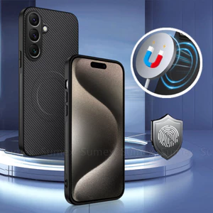 Ốp Điện Thoại Sợi Carbon Siêu Mỏng Cho Samsung Galaxy A56 A55 A54 A53 A36 A35 A26 A07 A17 A16 A15 A14 A73 A24 A25 A34 A52 4G 5G Vỏ Vòng Sạc Từ Tính Chống Sốc Ốp Lưng
