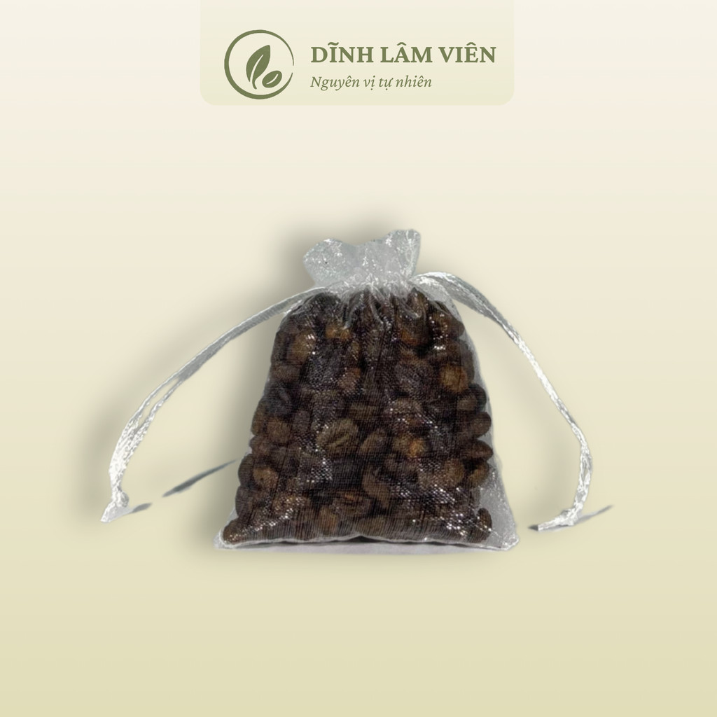 Túi thơm Cà phê Robusta Gia Lai nguyên hạt rang mộc hút ẩm khử mùi 3 túi x 30g | Dĩnh Lâm Viên