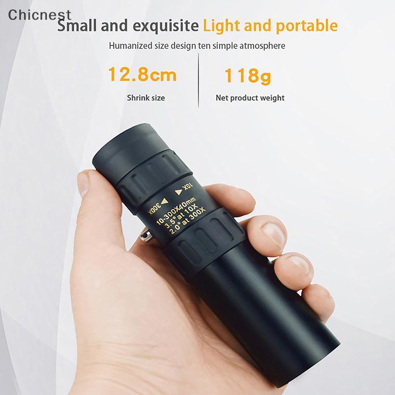 Ống nhòm zoom 10-300x40 kim loại chất lượng cao, hỗ trợ chụp ảnh điện thoại với lens BAK4 và độ nét HD