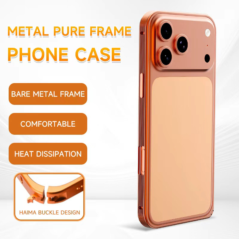 Kim Loại Mới Chống Trượt Viền Khóa Tản Nhiệt Ốp Lưng Điện Thoại iPhone 17 Pro Max 15 14 13 16 Pro Max Trần Điện Thoại Cảm Thấy Khung