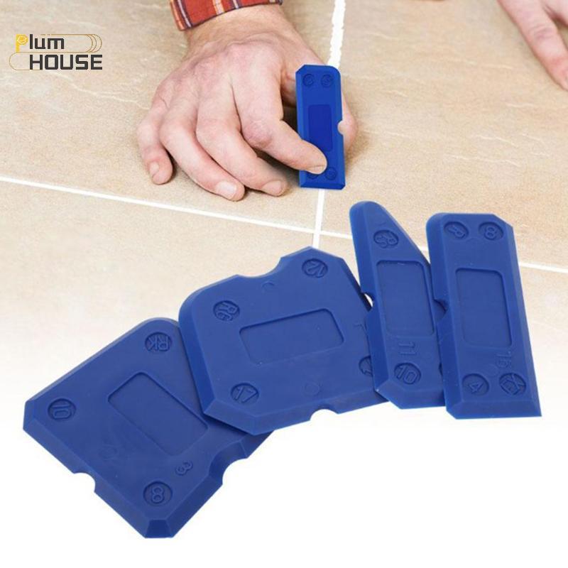 PlumHOUSE 4 Bộ Dụng Cụ Caulking Silicone Joint Sealant Spreader Thìa Cạp Cạnh Dụng Cụ Sửa Chữa Sàn Ngói Cạnh Dụng Cụ Làm Sạch Tay VN