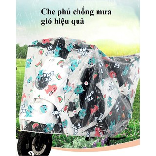 Bạt phủ chuyên dụng xe máy, Bạt Trùm, Xe Máy, Nhựa PEVA trong suốt, In họa tiết, 2m2x1m2