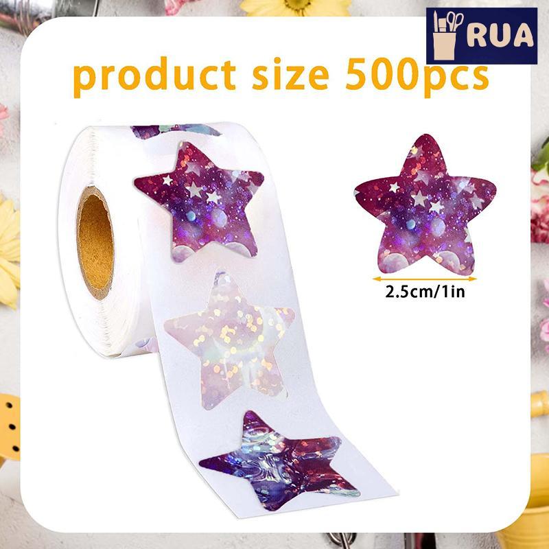 RUA 500 Miếng Dán Không Gian Ngôi Sao Tự Dính Phần Thưởng Quà Tặng Trang Trí Có Nhãn Dán Nhãn 1 Inch Mới