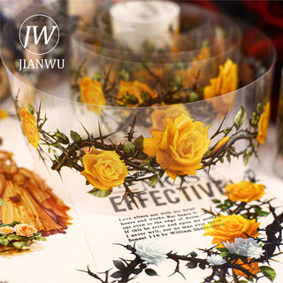 JIANWU Thorn Rose Series Vintage Hoa Phong Cảnh Chất Liệu Cắt Dán Thêu Sò PET Băng Sáng Tạo DIY Tạp Chí Văn Phòng Phẩm