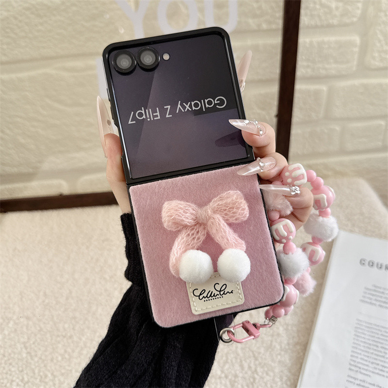 Ốp Điện Thoại Nơ Sang Trọng 3D Dễ Thương Hàn Quốc Cho Samsung Galaxy Z Flip Z Flip 7 Flip 7 Flip 7FE Flip 6 Flip 5 Flip 4 Flip 3 5G Ốp Lưng Bảo Vệ Chống Sốc Có Vòng Tay
