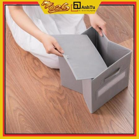 Hộp vải kệ sách tổ ong màu ghi