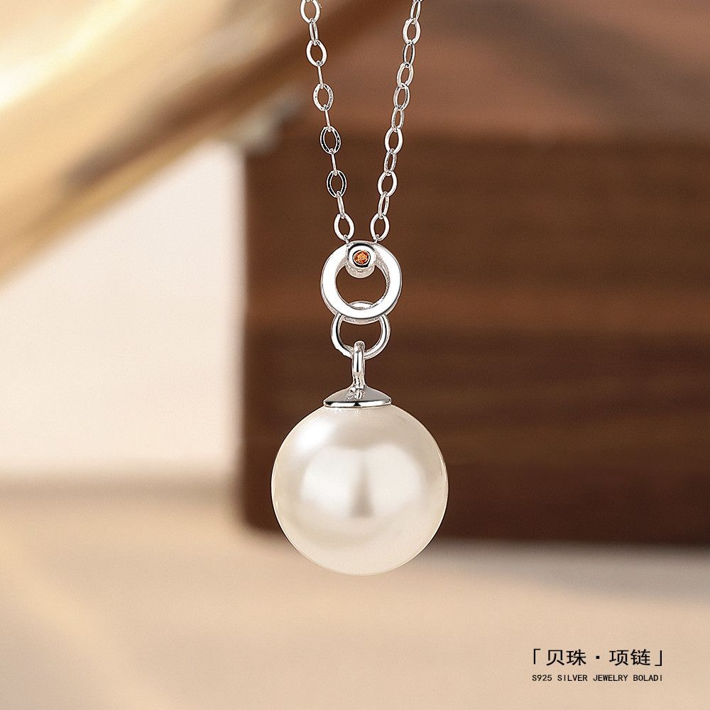 Vòng cổ ngọc trai thanh lịch đơn giản bạc s925